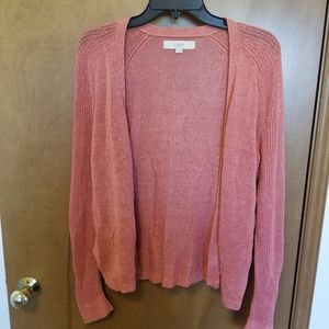 Coral pink open cardigan, Ann Taylor Loft